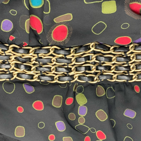 Bisou Bisou Michele Bohbot 3/4 Bell Sleeve Tunic/Top Black Multi Geometric XS - Picture 5 of 9